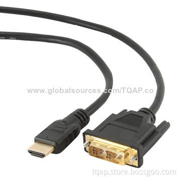 HDMI to DVI 18+1-pin single-link male-male black cable with gold-plated connectors, 7.5m length